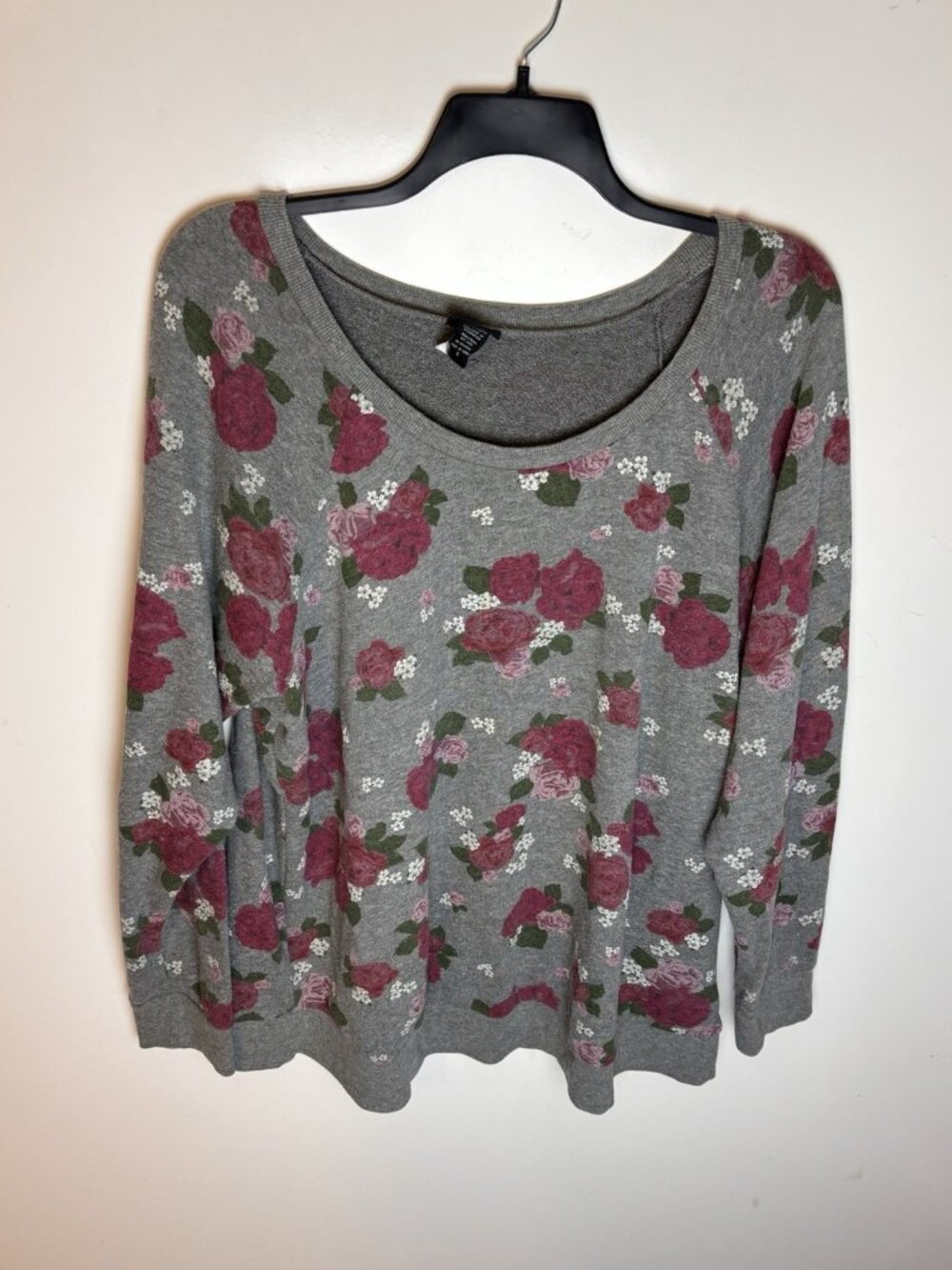 Torrid Floral Sweater Gray Size 4 (4X)